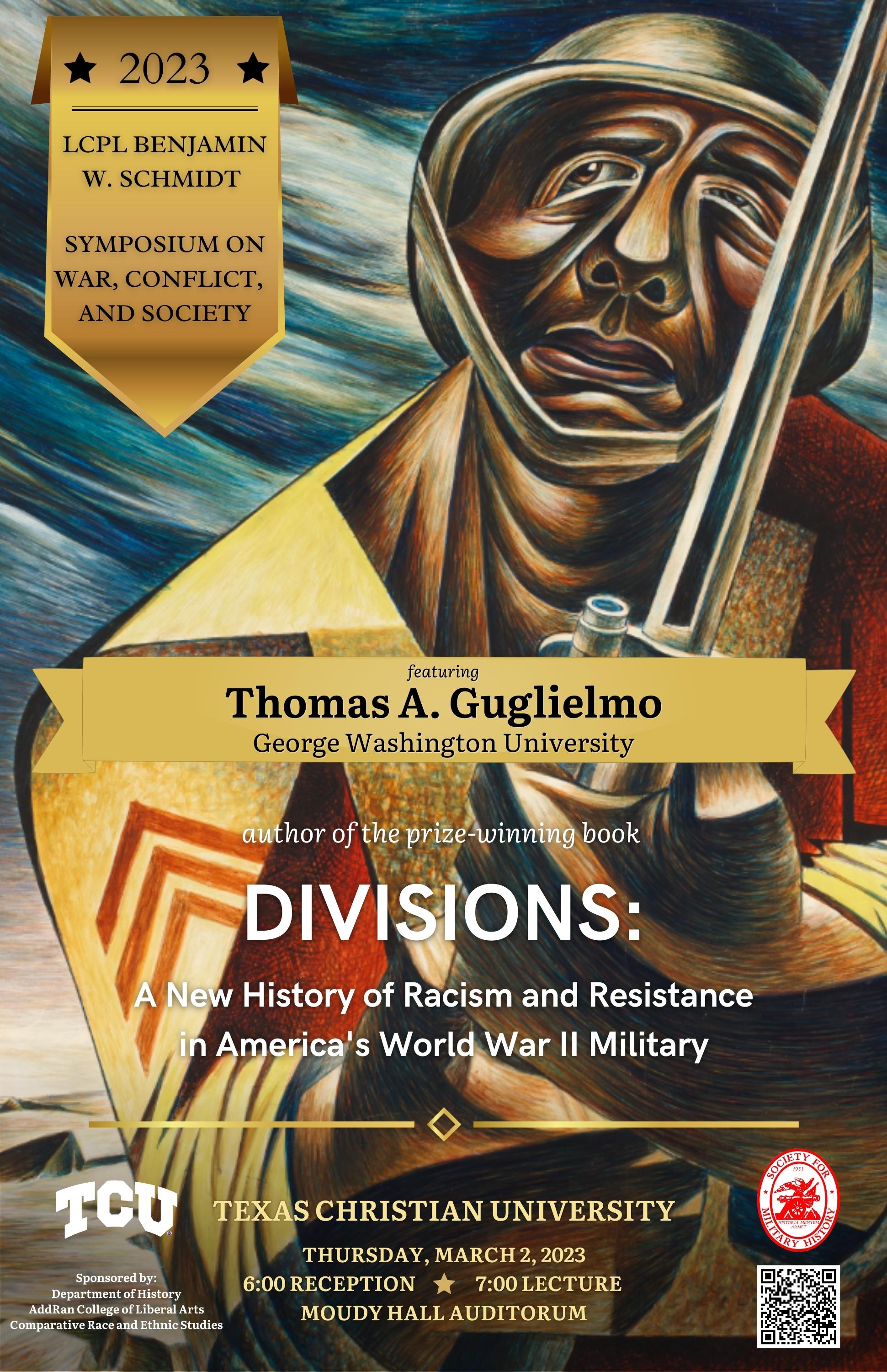 flyer about 2023 symposium lecture by thomas gulielmo about his book division: race and racism in world war 2