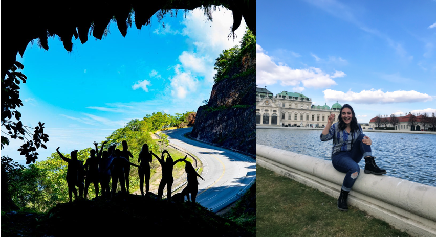 study abroad student on rocks