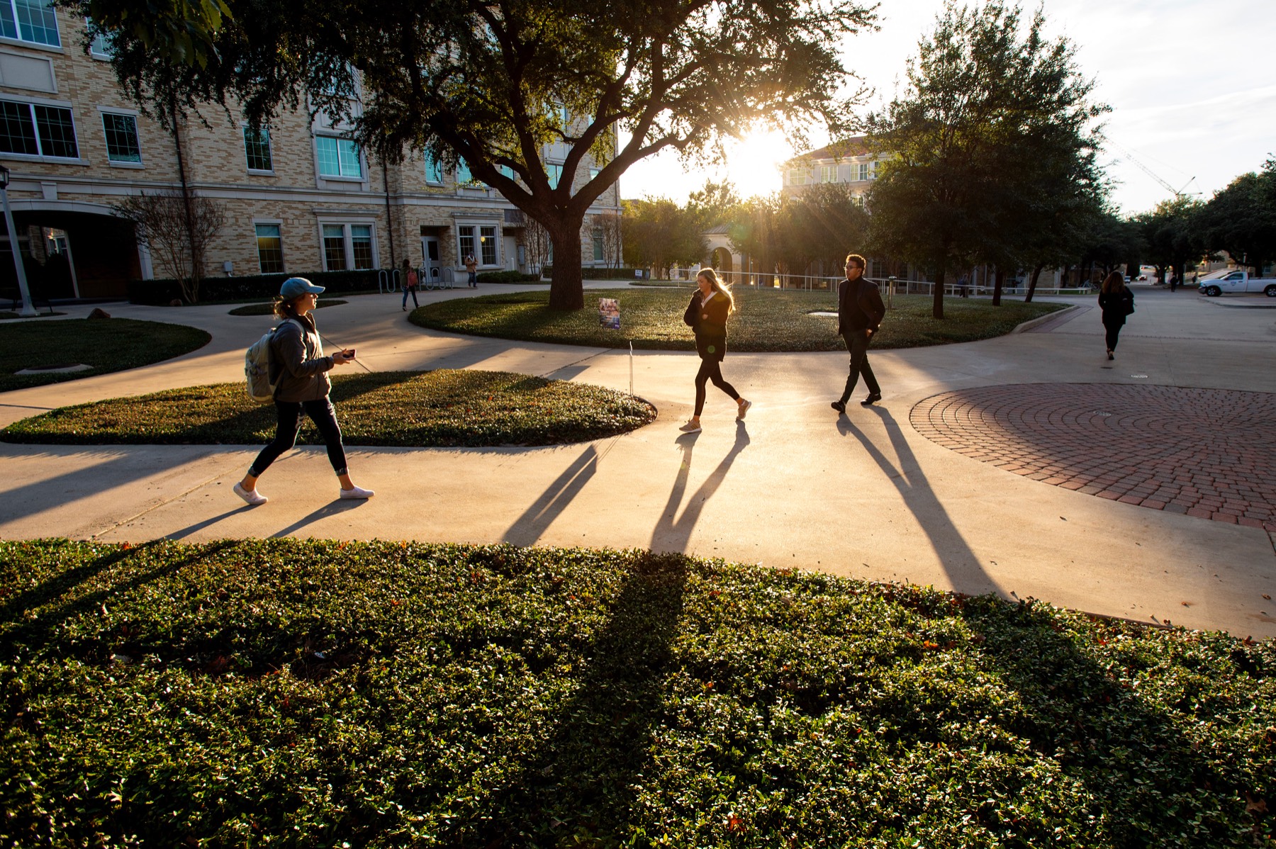 Students walk across campus