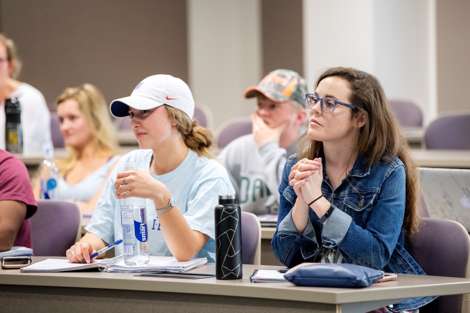 Students listen during class