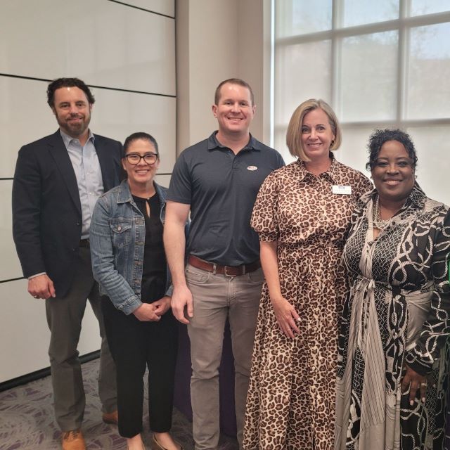 (From left to right) Corey Horsch, Rosanna Green, Jody Sanders, Brooke Peacock, and Sativa Leach-Bown pose at an event.