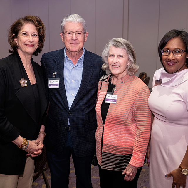 (From left to right) NPR correspondent Mara Liasson poses with Denney and Carol Alexander, and Dean Sonja Watson, Ph.D., ahead of the 2022 Robert D. Alexander Lecture