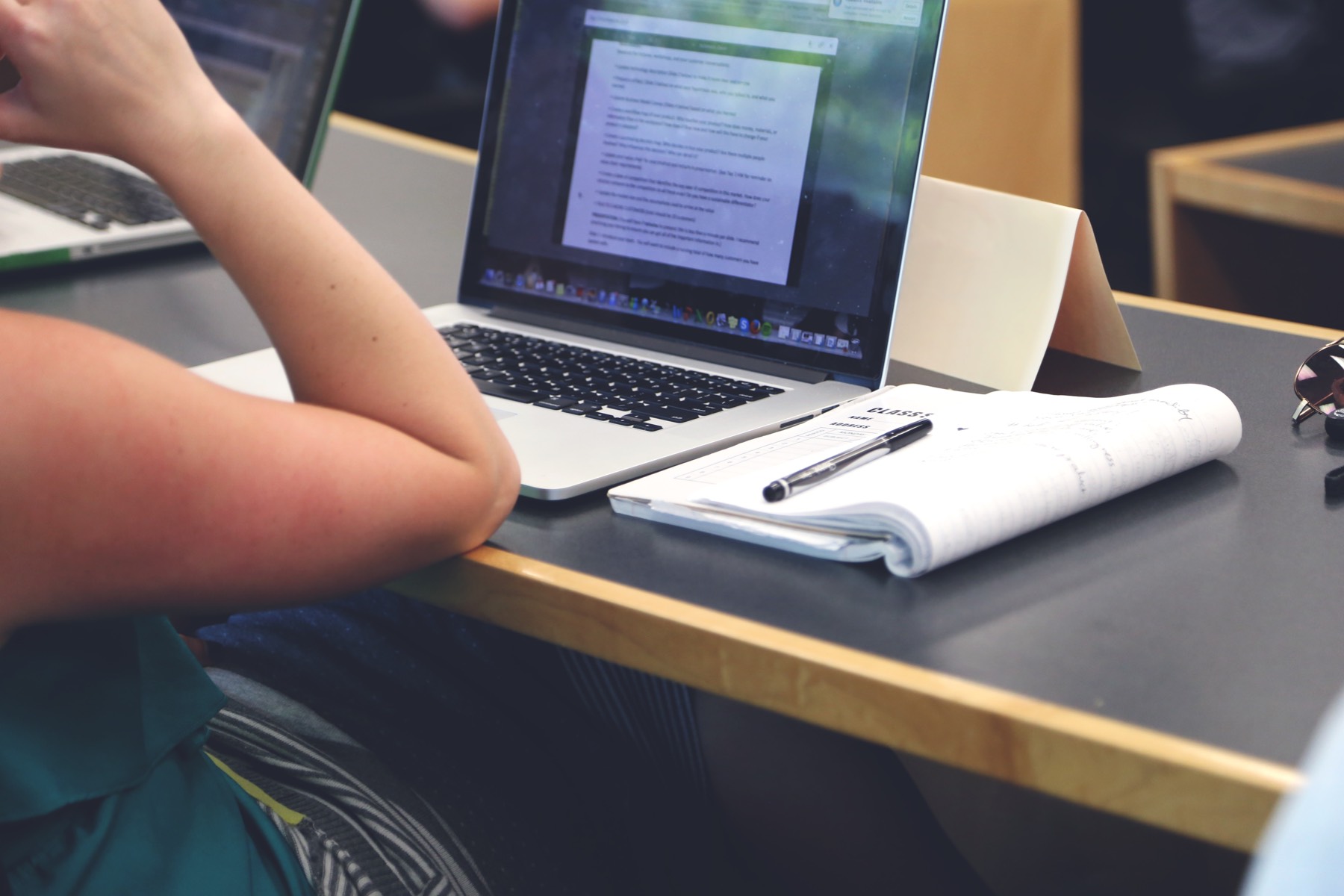 A student works on a laptop